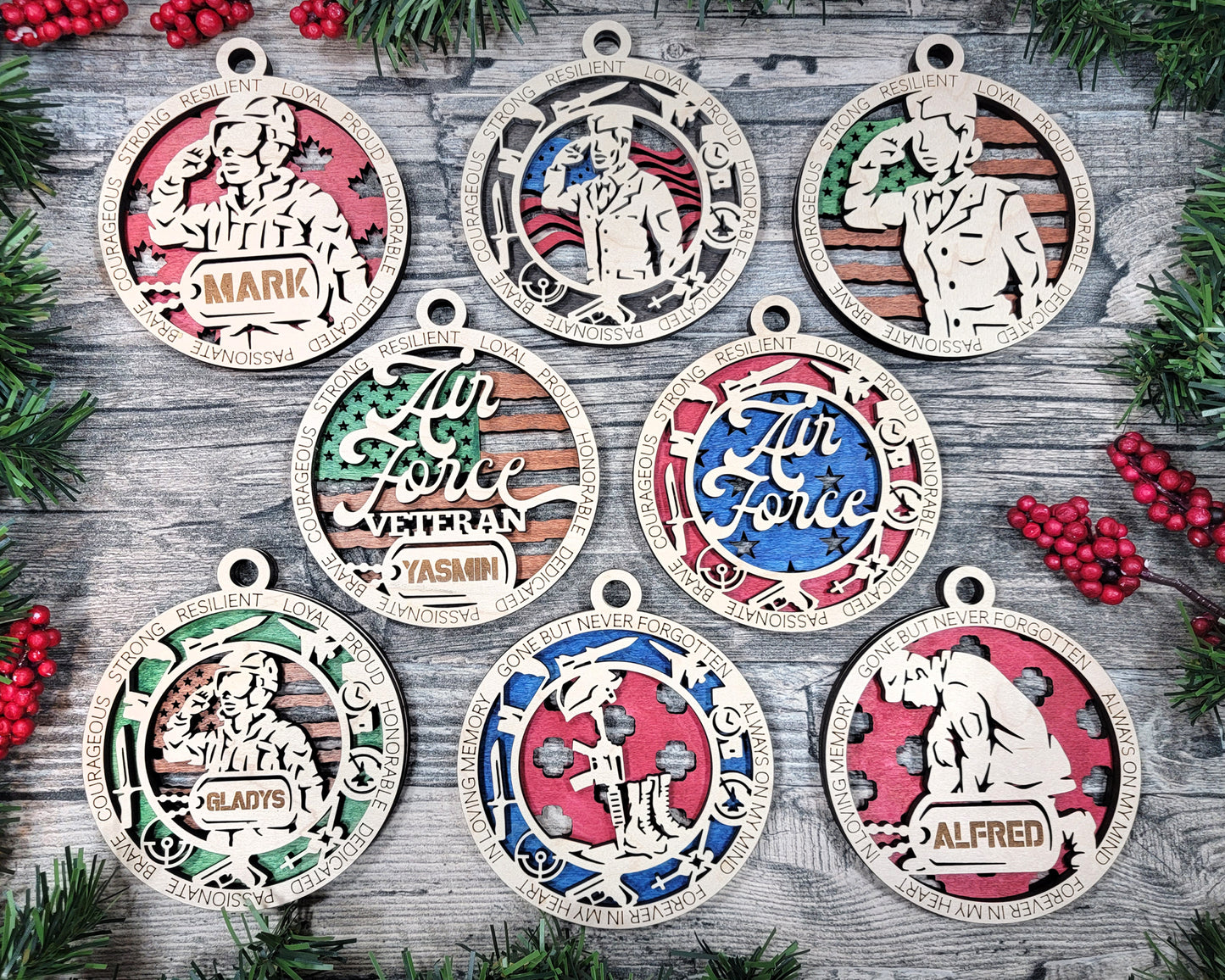 2 layer military ornaments