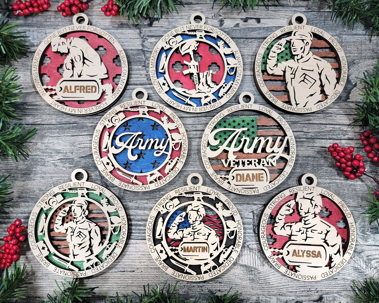 2 layer military ornaments