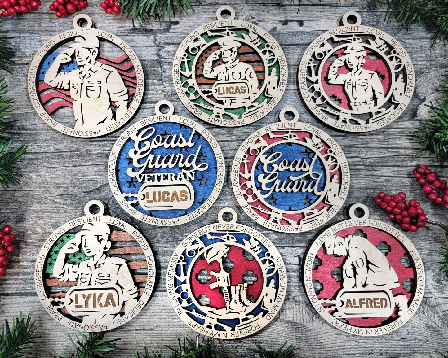 2 layer military ornaments