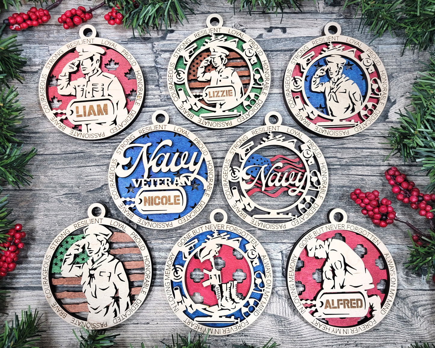 2 layer military ornaments