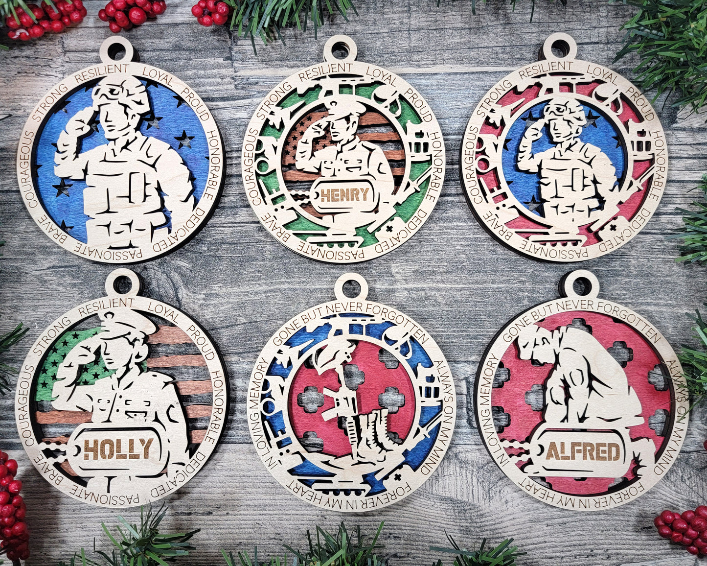 2 layer military ornaments