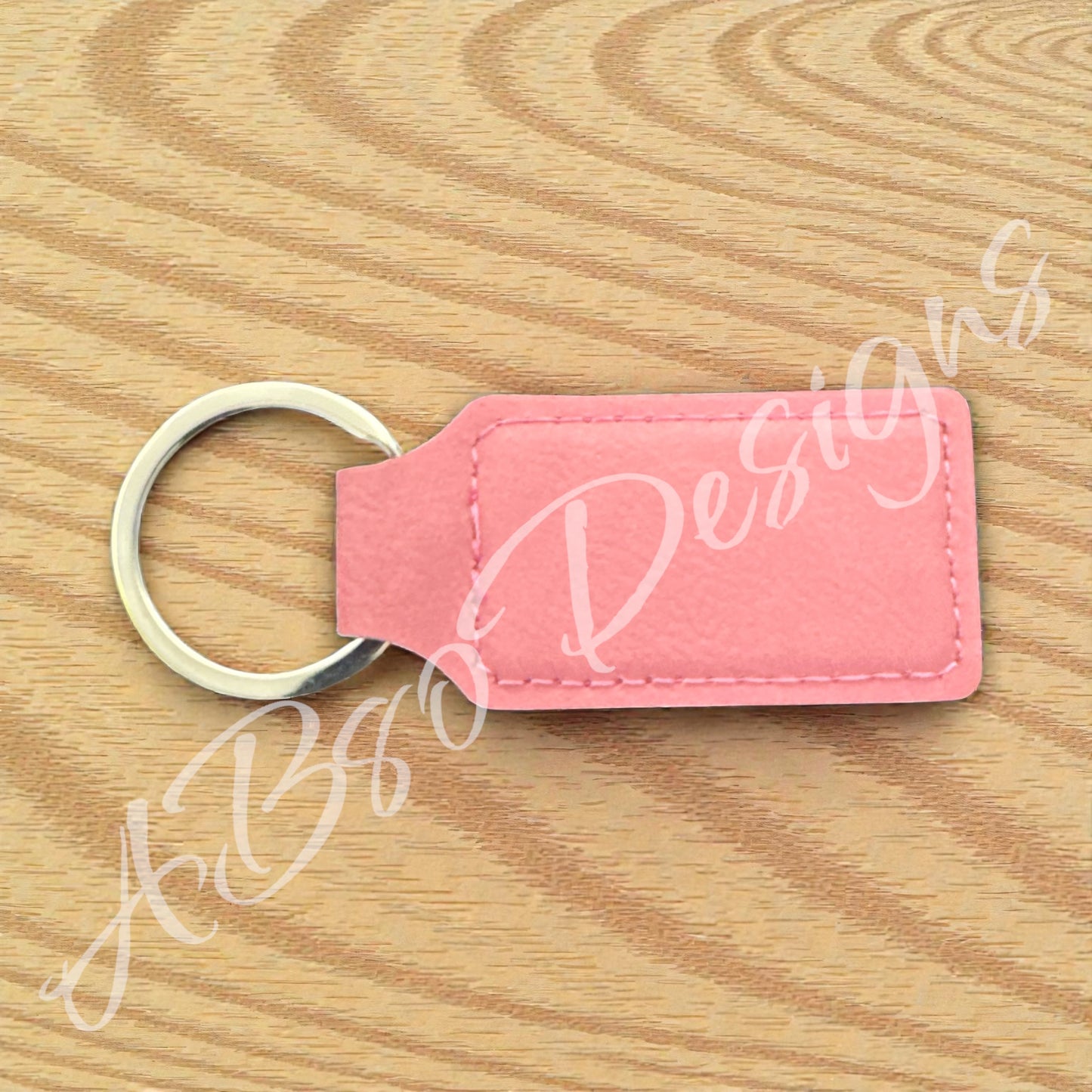 Pink leather keyring