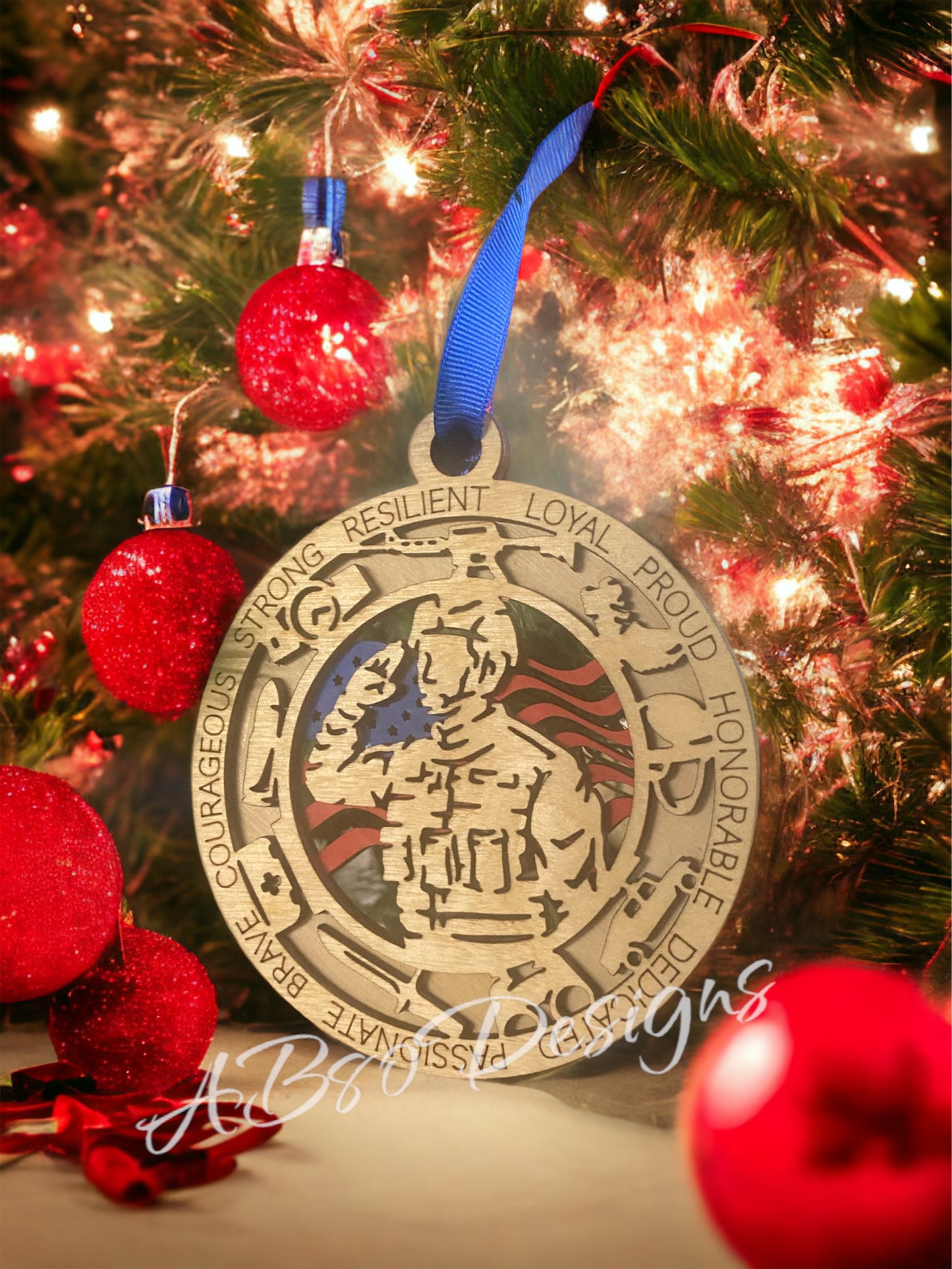 2 layer military ornaments