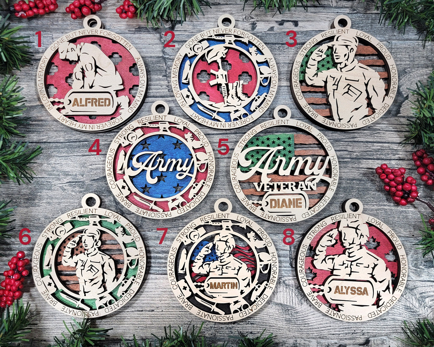 Army inspired 2 layer military ornament