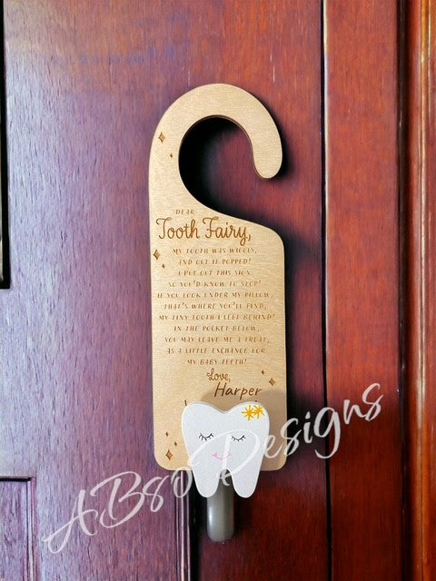personalized tooth fairy door hanger