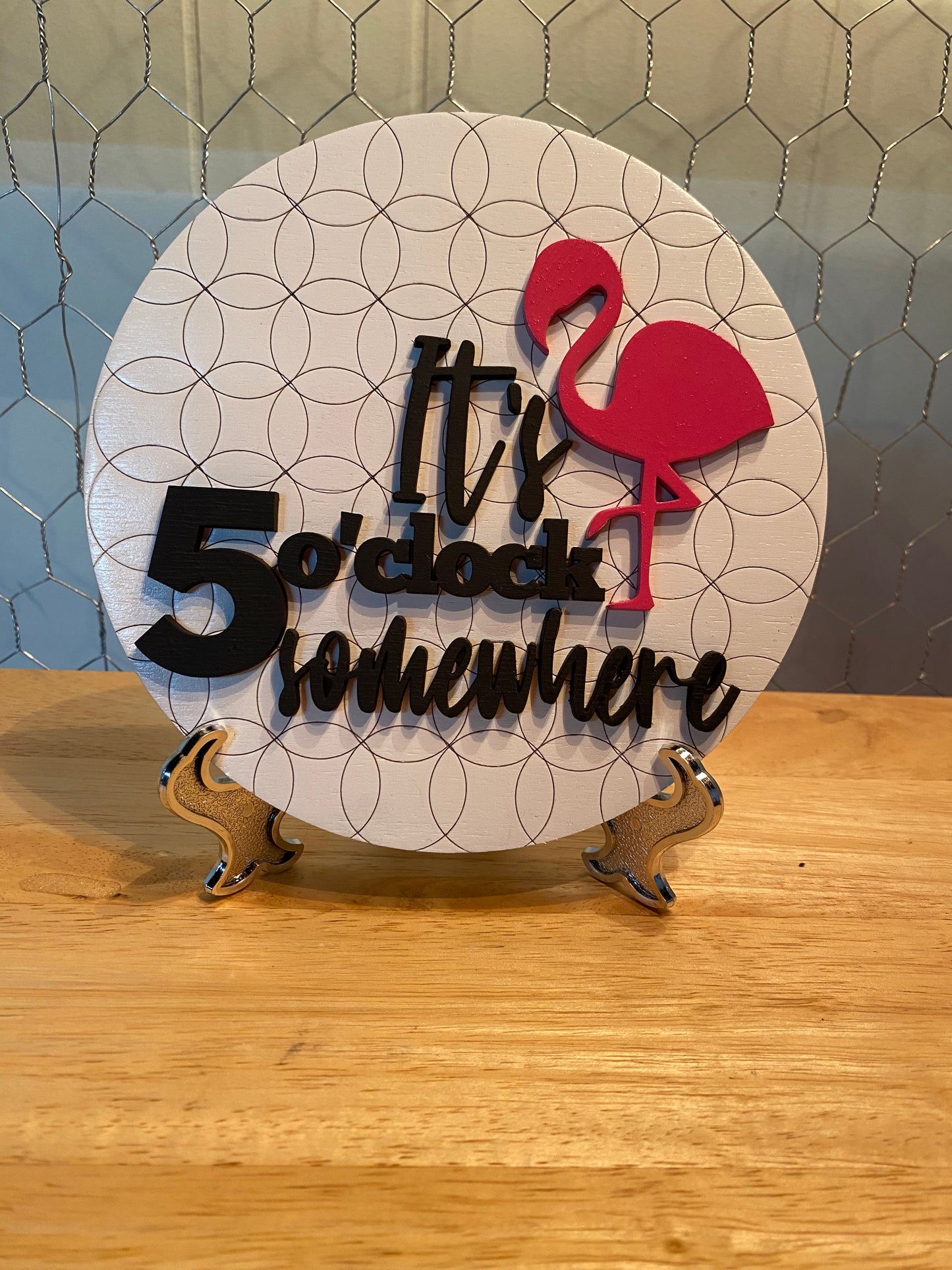 tabletop sign sitter "It's always 5 o'clock somewhere" interchangeable insert