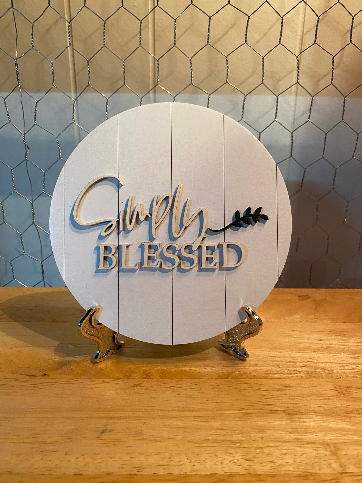 tabletop sign sitter "Simply blessed" interchangeable insert