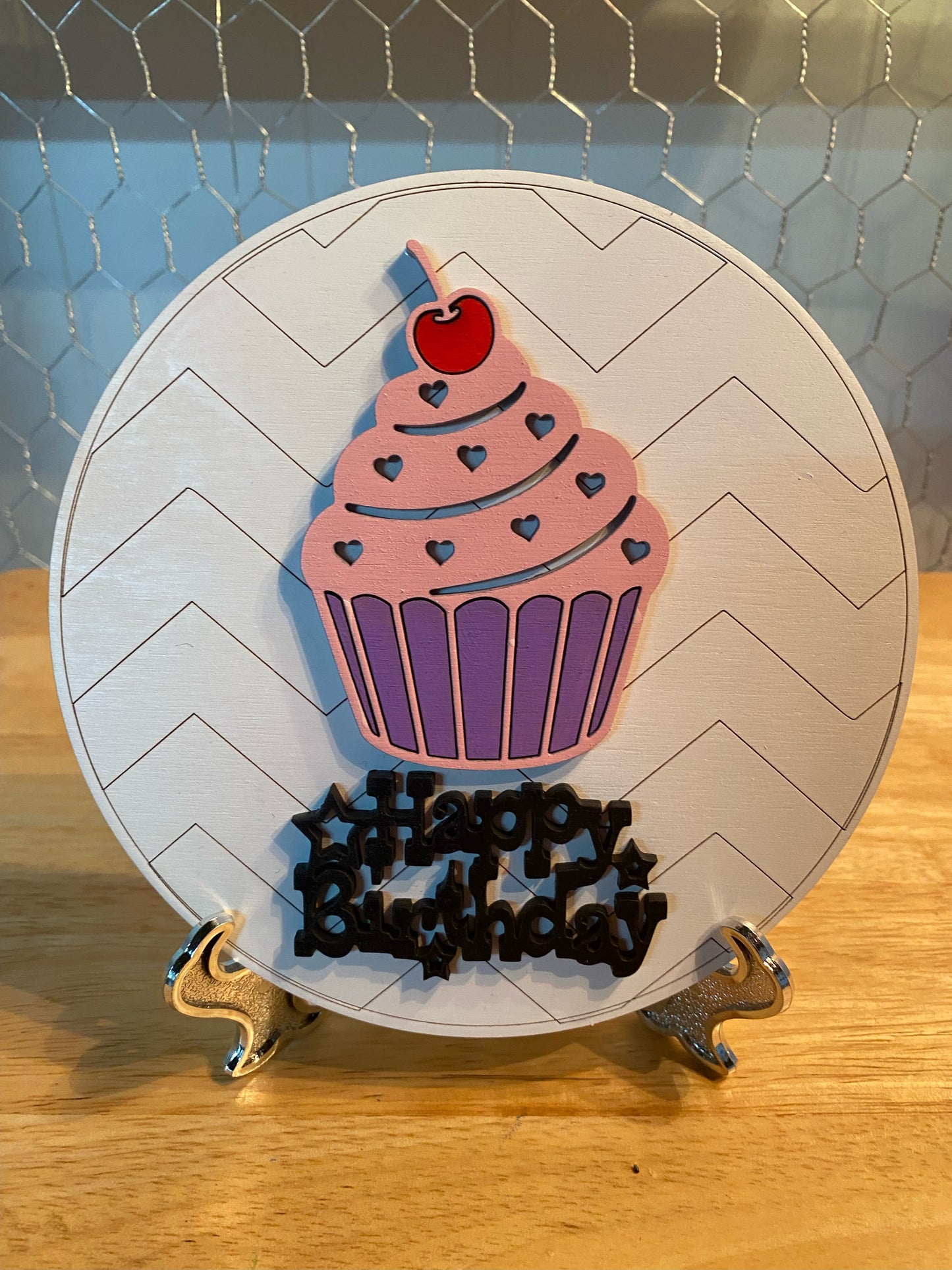 tabletop sign sitter "Happy Birthday" interchangeable insert