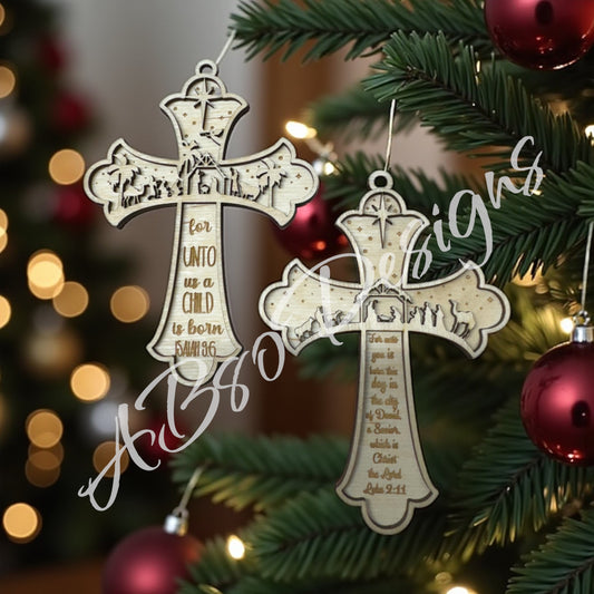 Manger cross ornament
