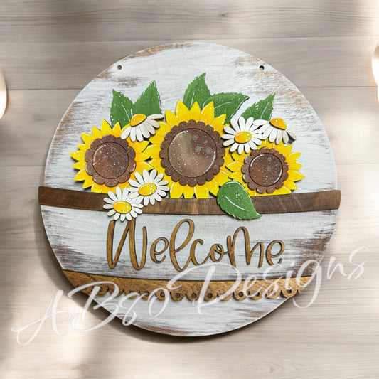 Sunflowers and daisies welcome insert
