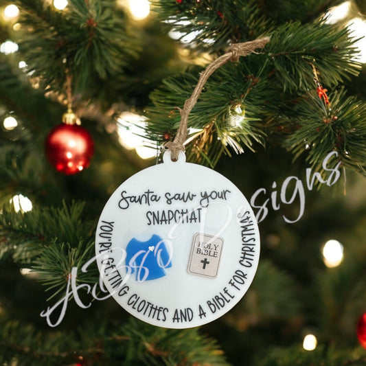 Santa snapchat ornament