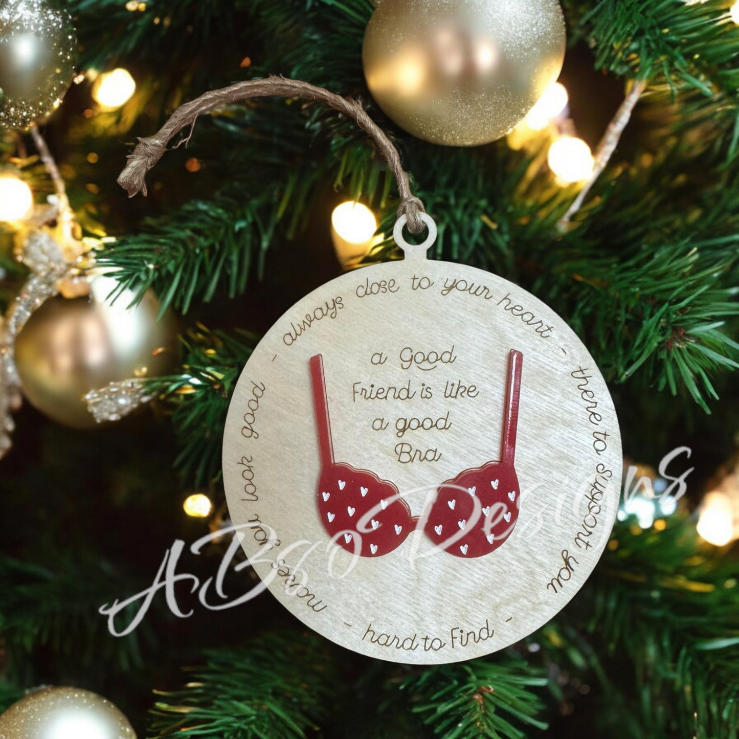 Good friend ornament (red bra)