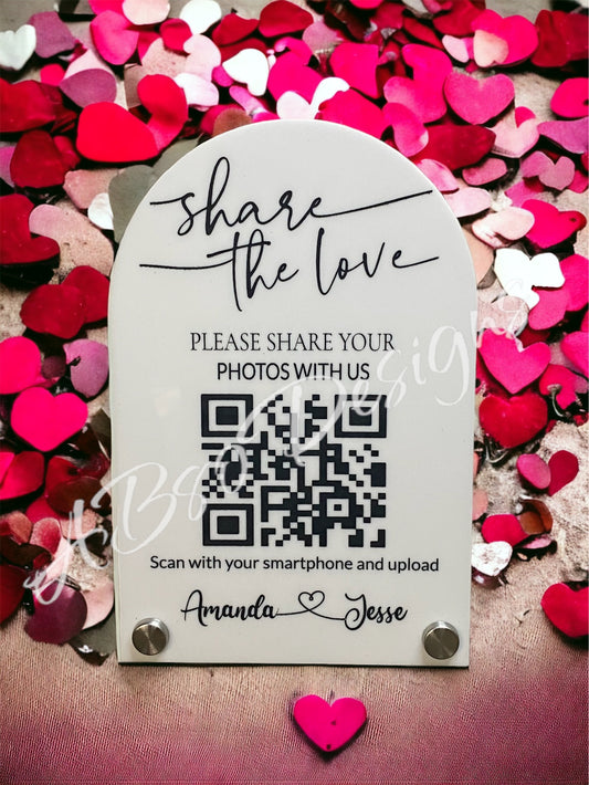 Wedding photos QR code sign