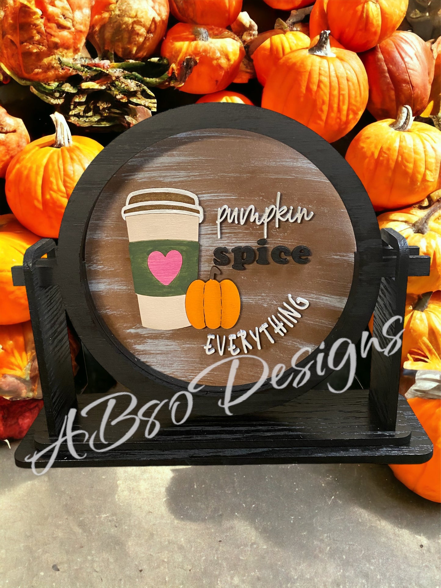 tabletop sign sitter "pumpkin spice everything" interchangeable insert