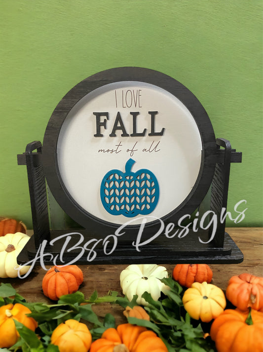 tabletop sign sitter "I love Fall" interchangeable insert