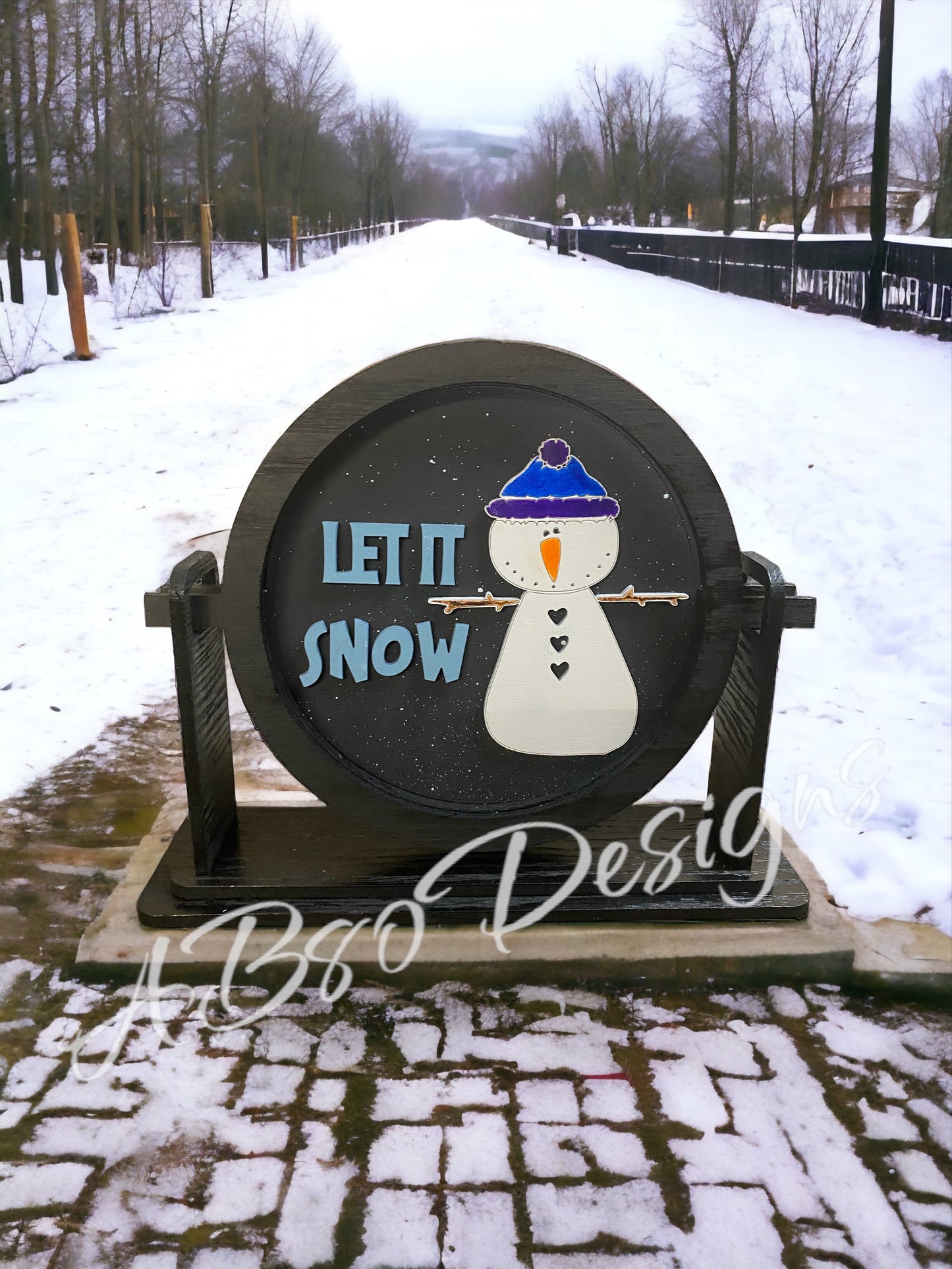 tabletop sign sitter "Let it snow" interchangeable insert