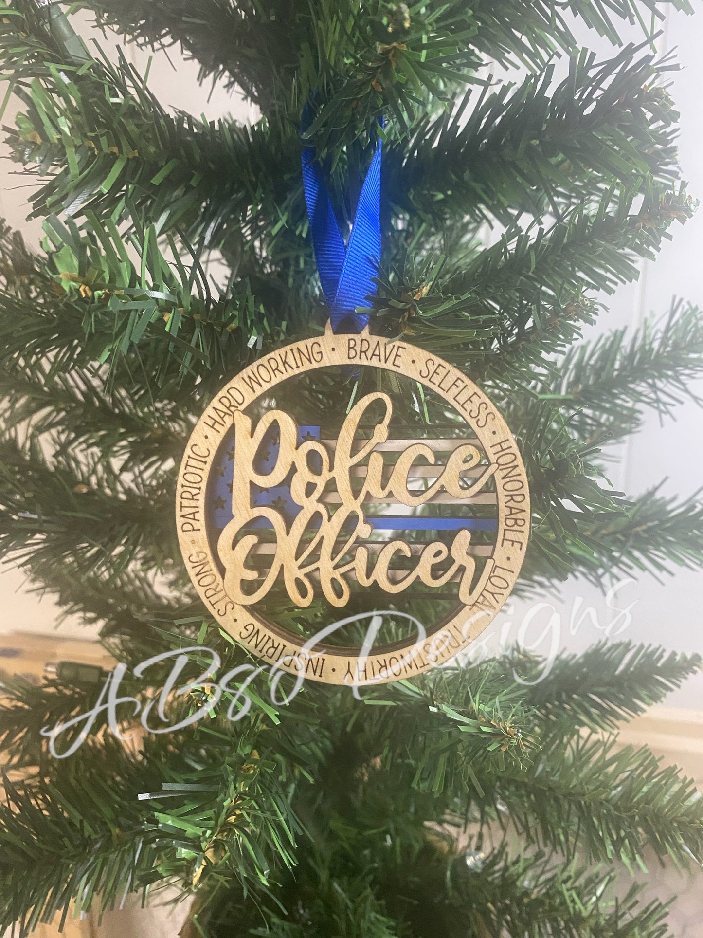 Police Officer 2 layered Christmas Ornaments