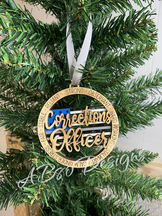 Corrections Officer 2 layer Christmas ornament