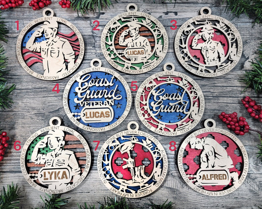 Coast Guard inspired military ornaments