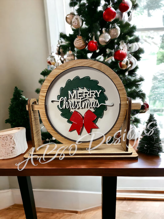 Tabletop Sign Sitter "Merry Christmas" interchangeable insert