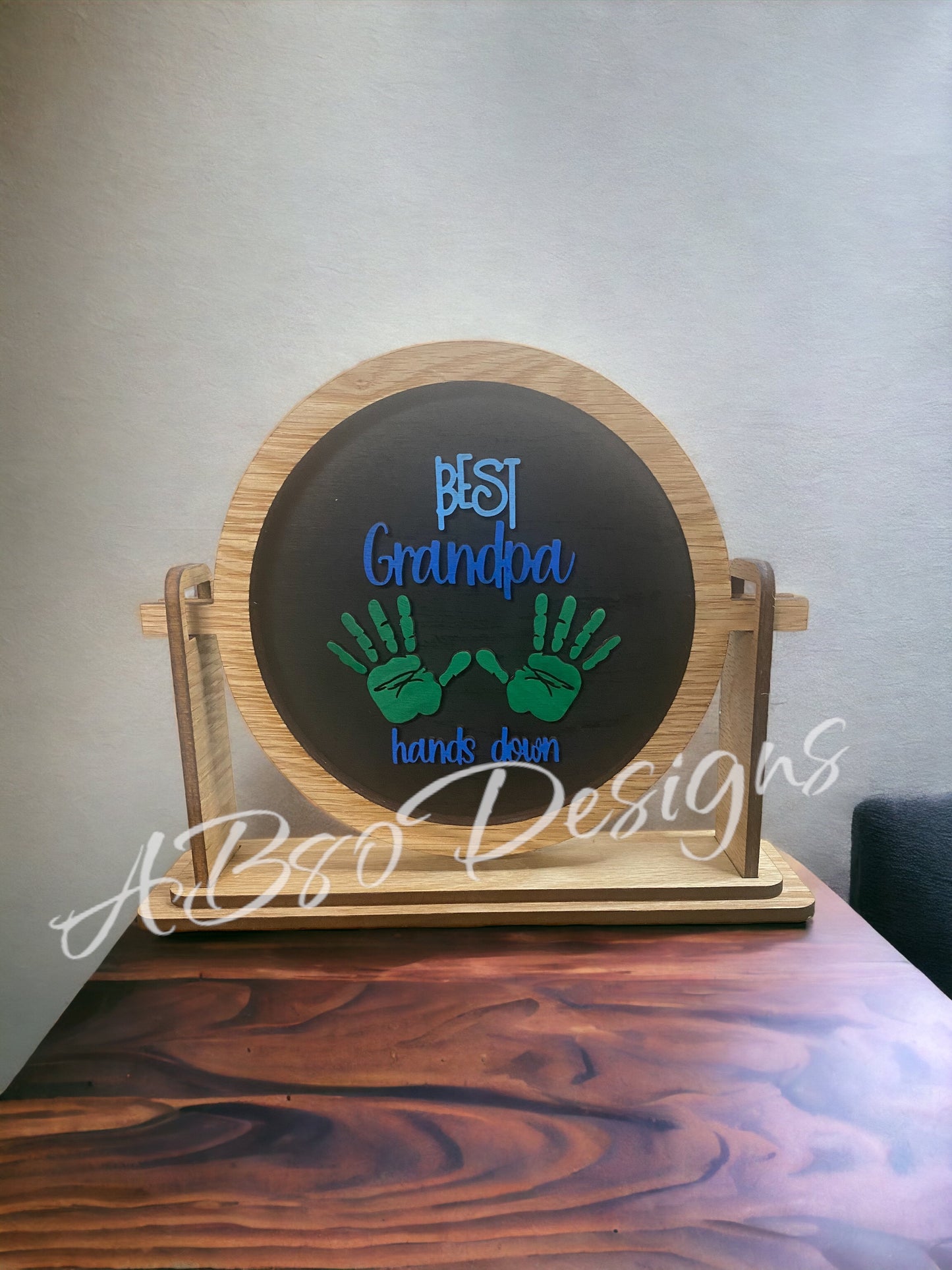 Tabletop sign sitter "Best Grandpa" interchangeable insert