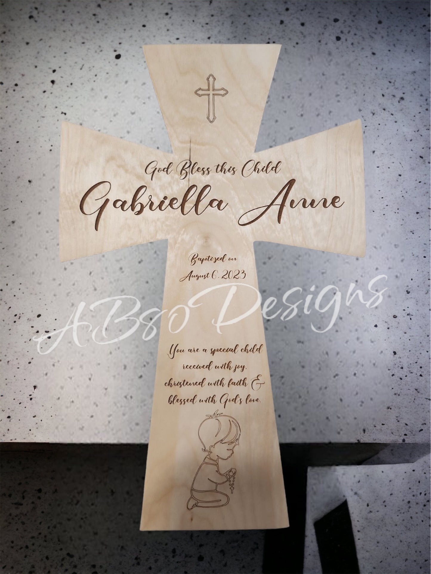 Personalized baptism cross