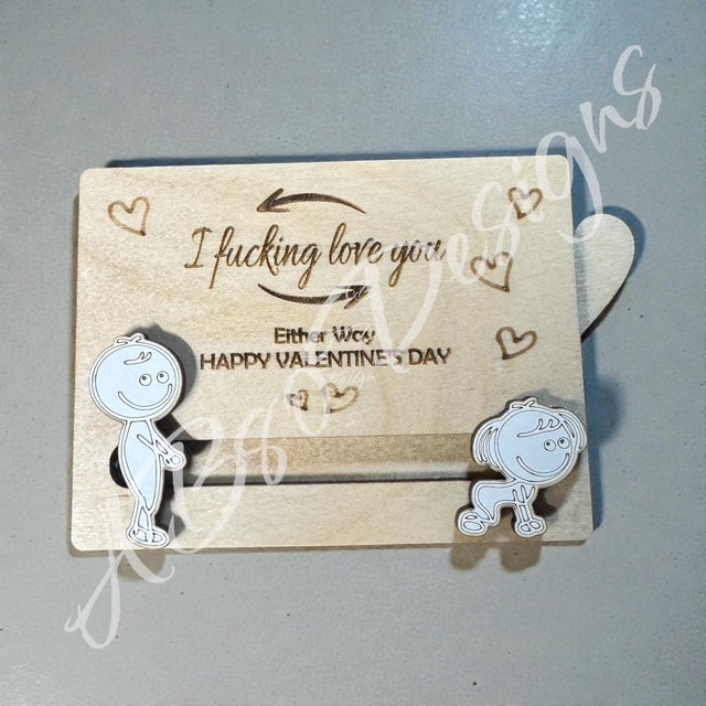 Personalized "I love you" wood slider