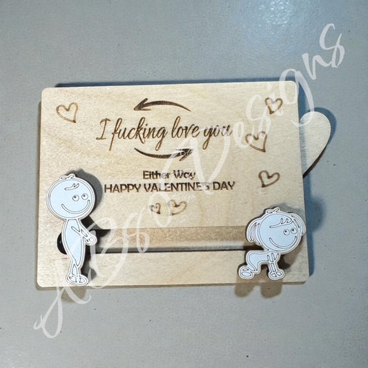 Personalized "I love you" wood slider