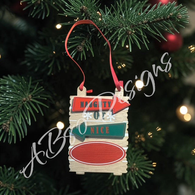 Naughty or nice personalized ornament