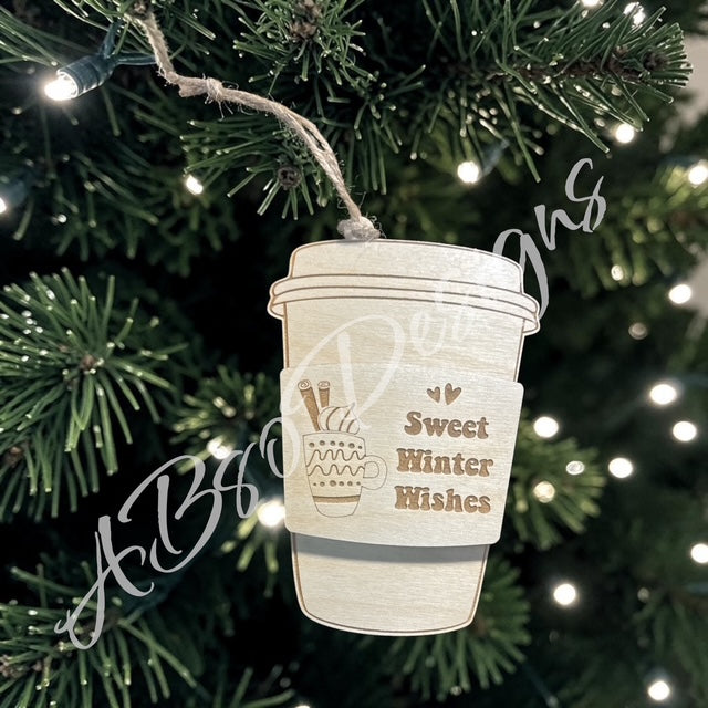 Coffee cup ornament and gift card holder
