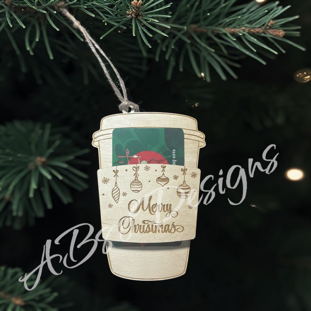 Coffee cup ornament and gift card holder