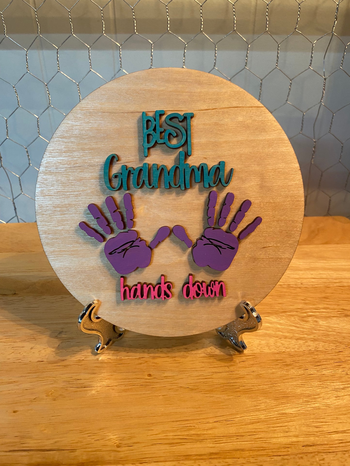 tabletop sign sitter "BEST GRANDMA" interchangeable insert