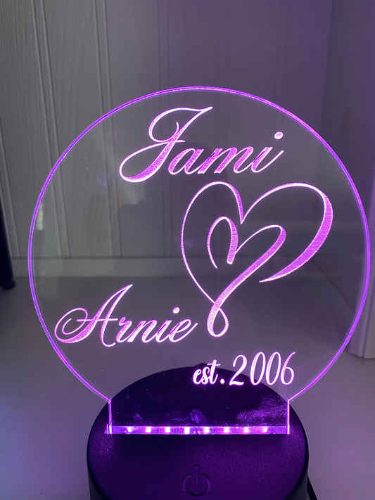 personalized LED lighted acrylic sign
