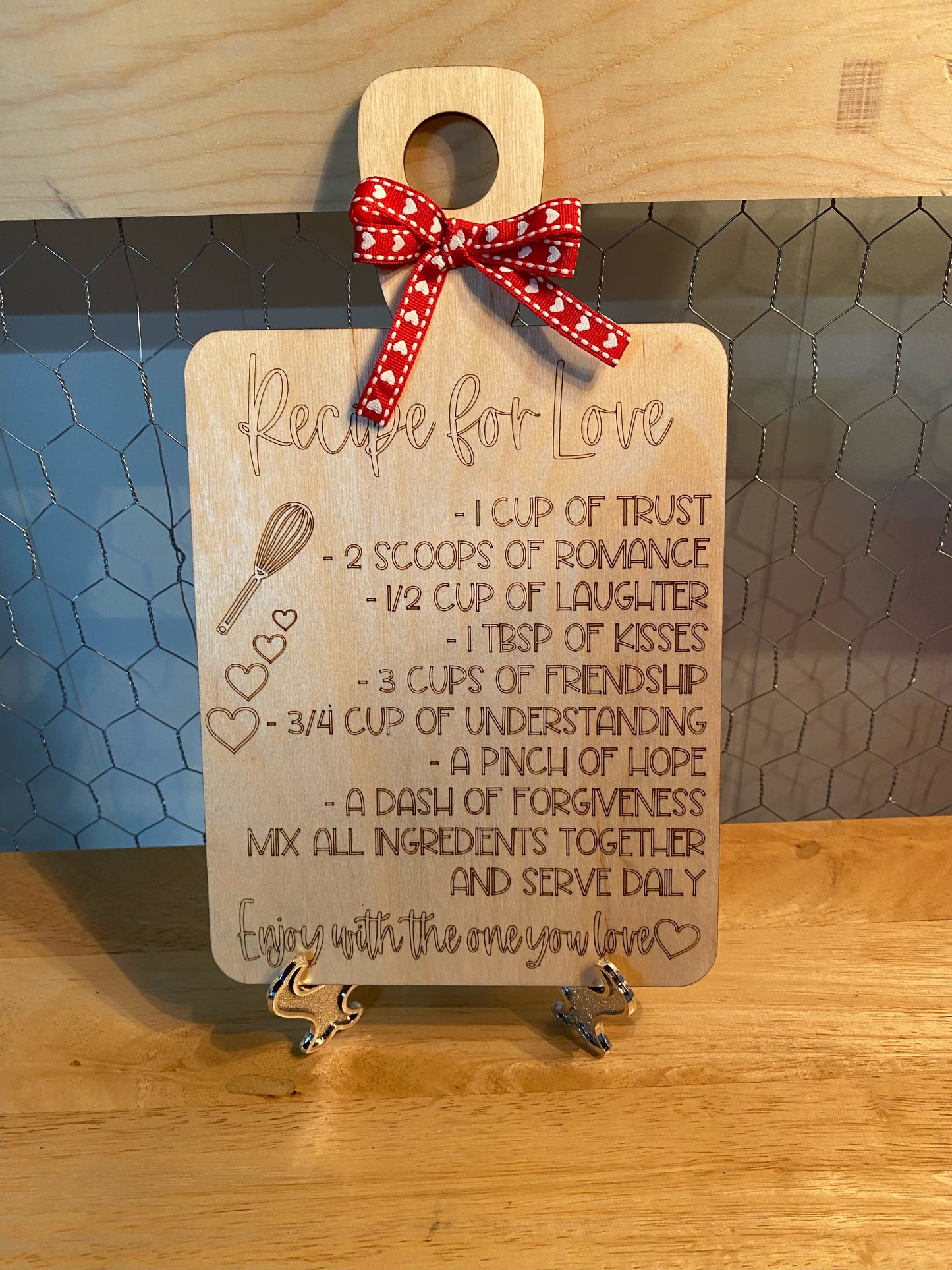 "Recipe for Love" Cutting board plaque