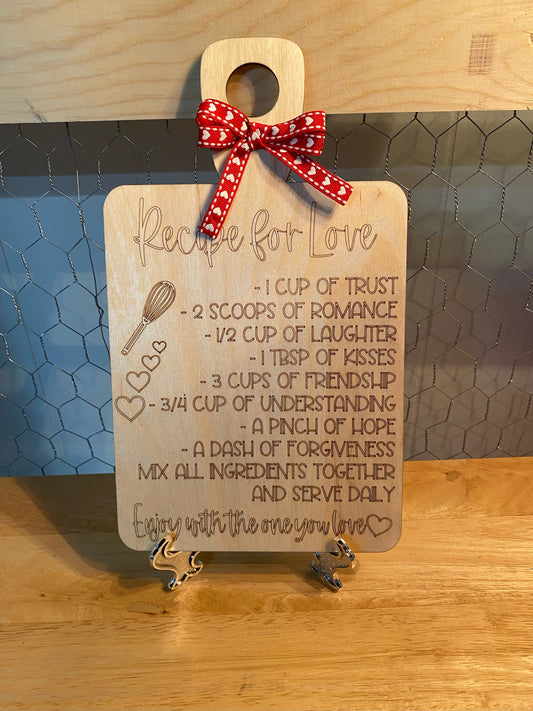 "Recipe for Love" Cutting board plaque