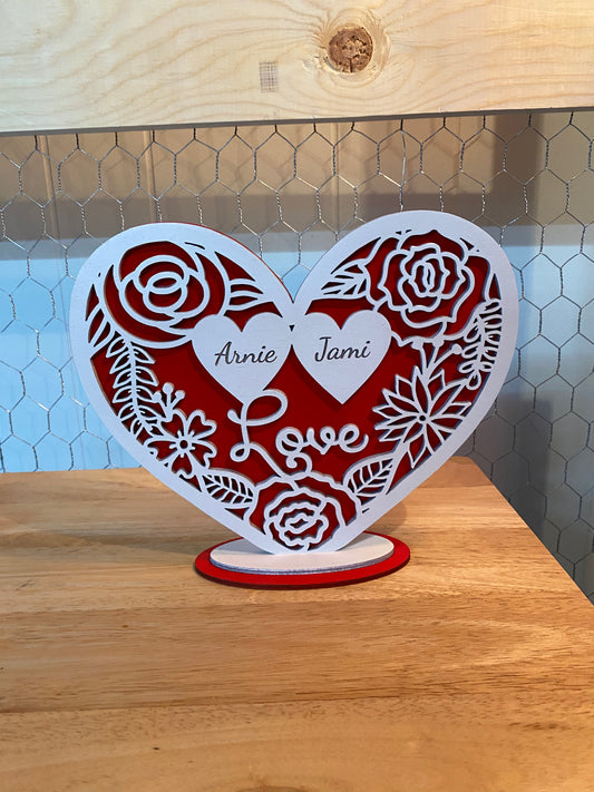 Personalized heart with stand