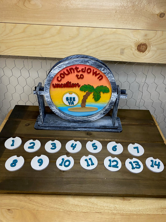 tabletop sign sitter "countdown to vacation" interchangeable insert